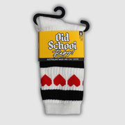 Old School Baby Skate Socks Mid High Made In Australia White Red Hearts - Lucky Skates  