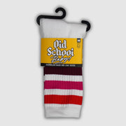 Old School Baby! Hot Lips Mid High Skate Socks Pink Maroon Red - Lucky Skates
