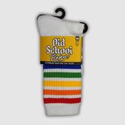 Old School Baby! Rainbow Dream Mid High Skate Socks White With Rainbow Stripes Pride - Lucky Skates