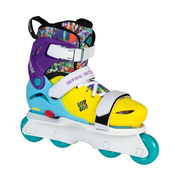 multicoloured kids inline adjustable rollerblades 