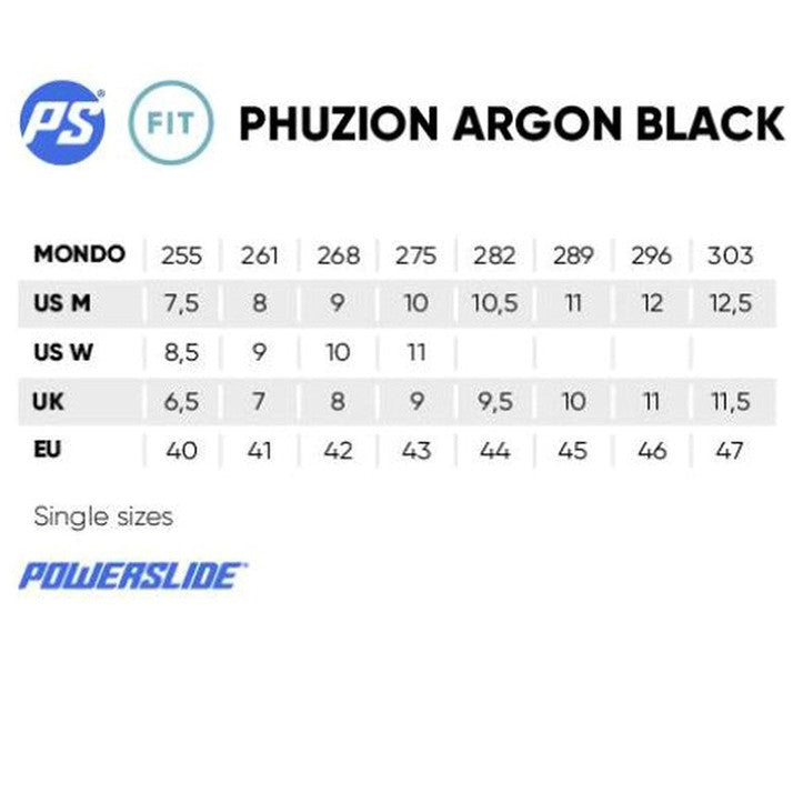 powerslide phuzion argon size chart 