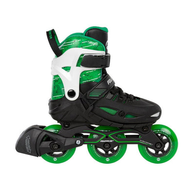 green and black junior adjustable kids tri inline skates 