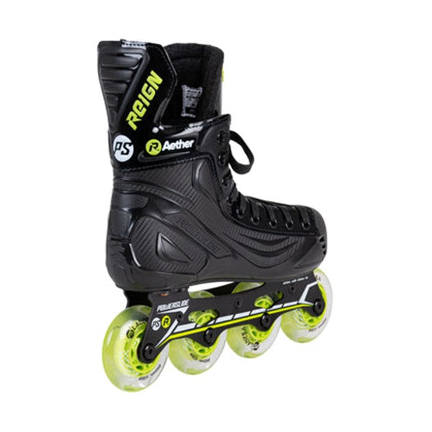 black yellow roller hockey inline skate