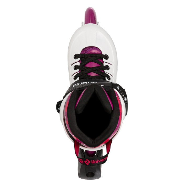 WHITE JUNIOR ADJUSTABLE INLINE SKATE WITH PURPLE WHEELS