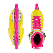 high light yellow and hot pink inline skates 