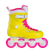 neon yellow and pink urban inline skates 