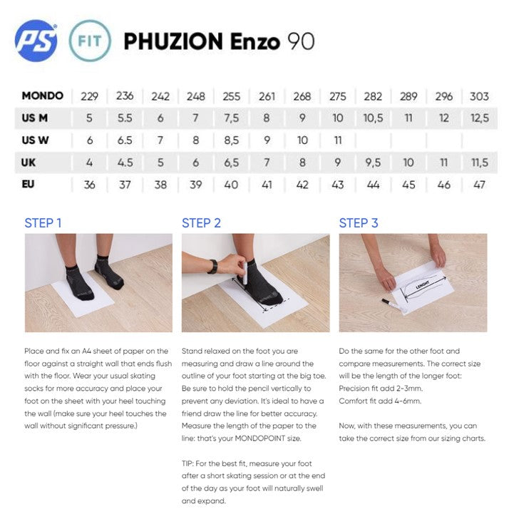 powerslide phuzion enzo size chart 