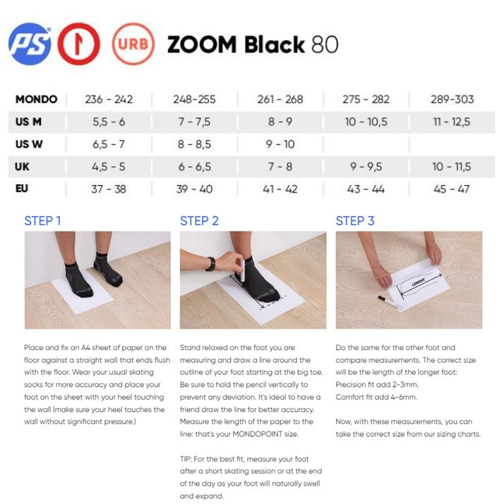 powerslide zoom black 80 size chart 