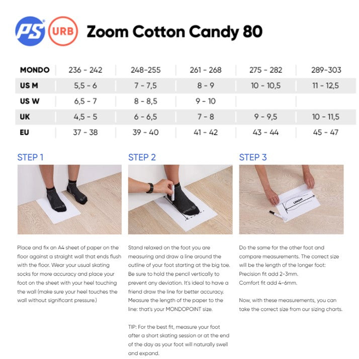 zoom cotton candy powerslide size chart 