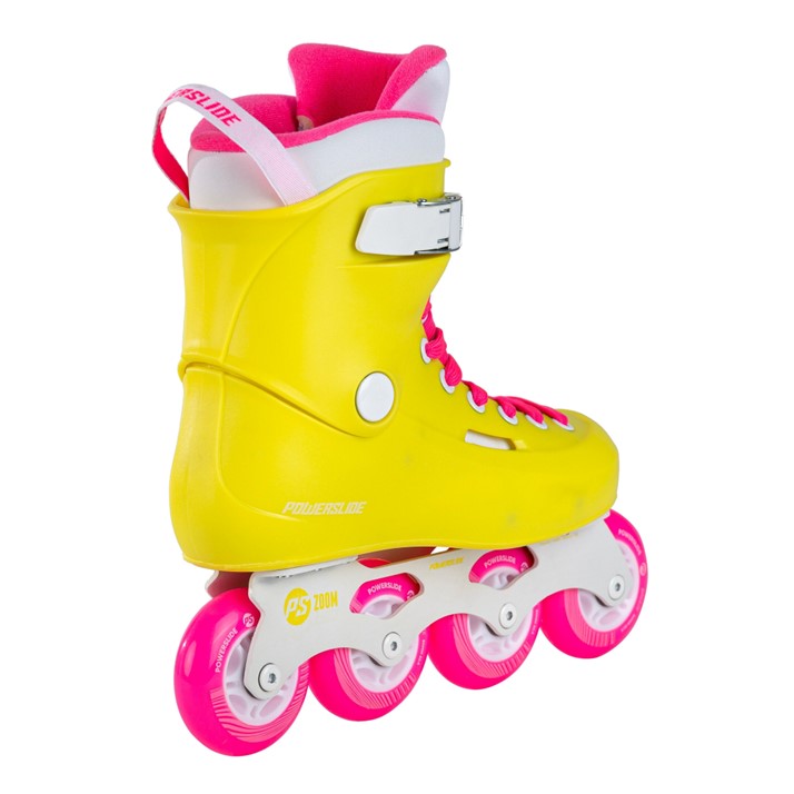 bright yellow and pink inline skates 