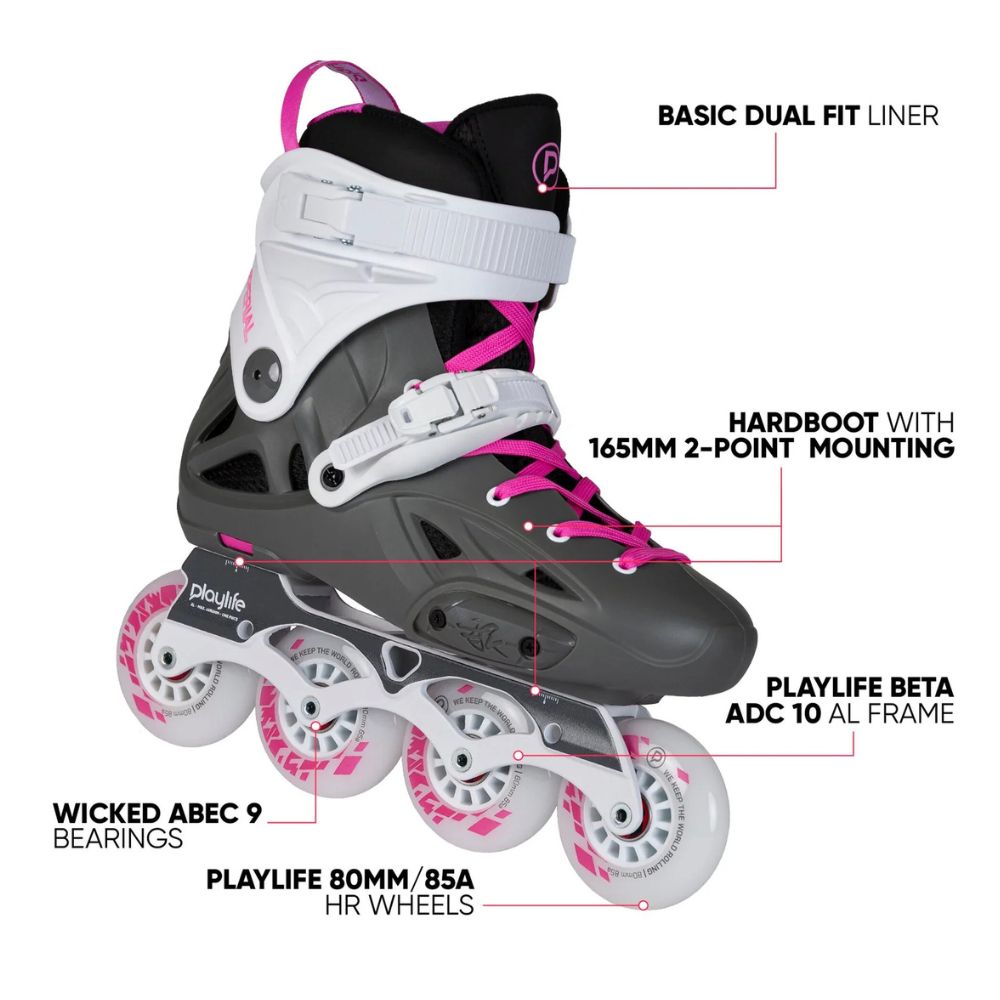 Playlife Imperial 80 Fuchsia Pink Womnes Inline Skates - Lucky Skates 