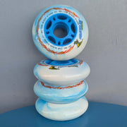 Powerslide Adventure Blue White Swirl Inline Wheel 76mm 82A - 4 Pack - Lucky Skates