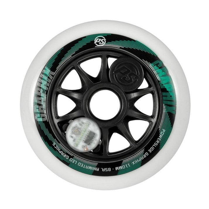 Powerslide Graphix White LED Inline Wheel 100mm, 110mm, 125mm 85A - Lucky Skates