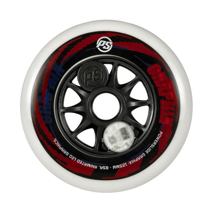 Powerslide Graphix Colour LED Inline Wheel 100mm, 110mm, 125mm 85A - Lucky Skates