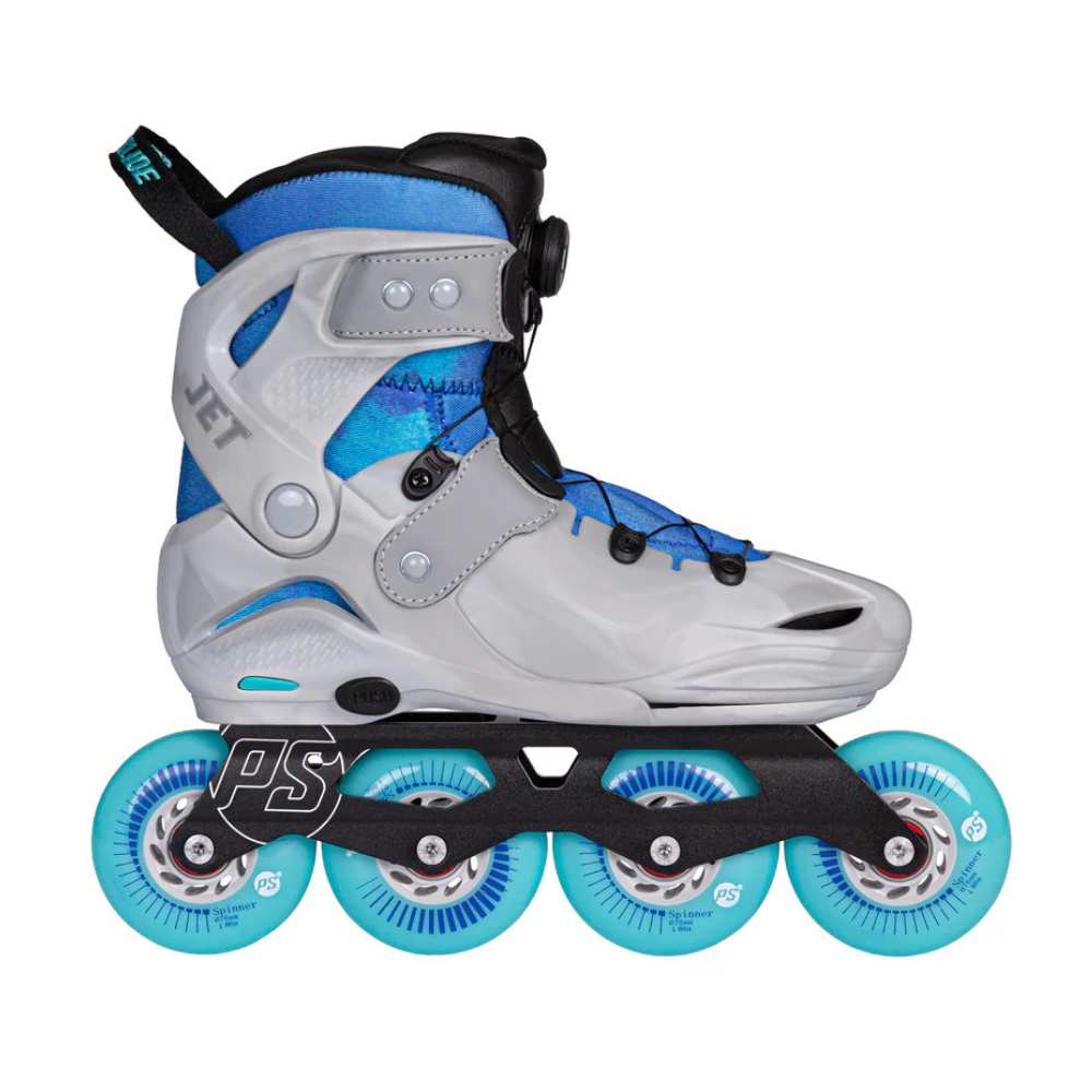 Powerslide Jet Pro PDS Smokey Grey Blue Aqua Children's Adjustable Inline Skates BOA - Lucky Skates 