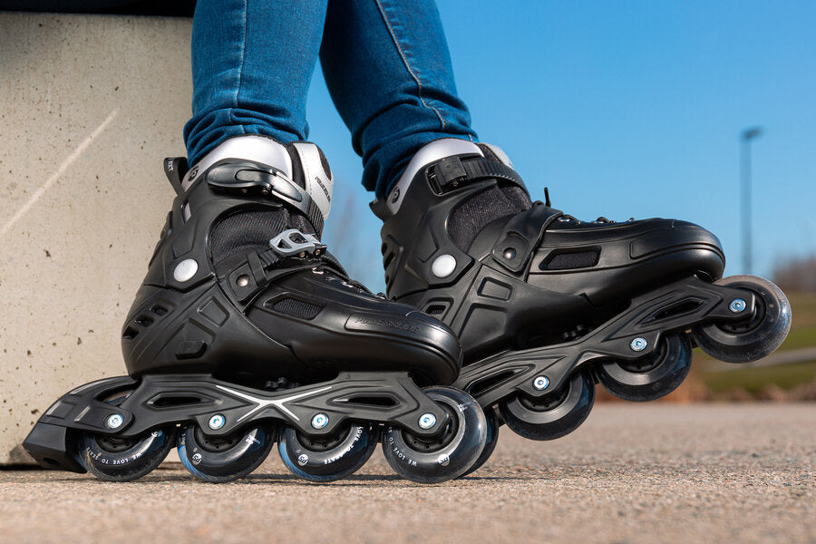 Kids Adjustable Powerslide Khaan Junior NXT Black Inline Skates Rollerblades - Lucky Skates 