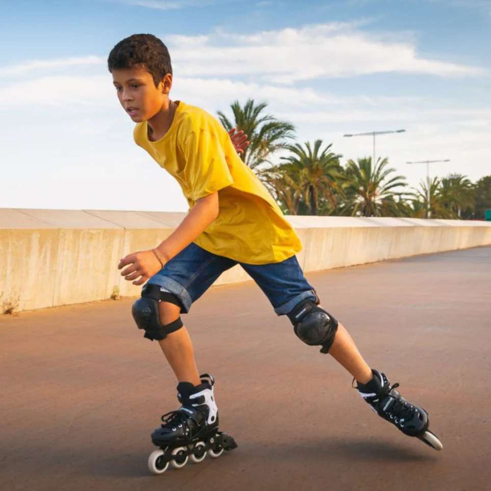 Kids Adjustable Powerslide Khaan Junior SQD Black White Inline Skates - Lucky Skates 