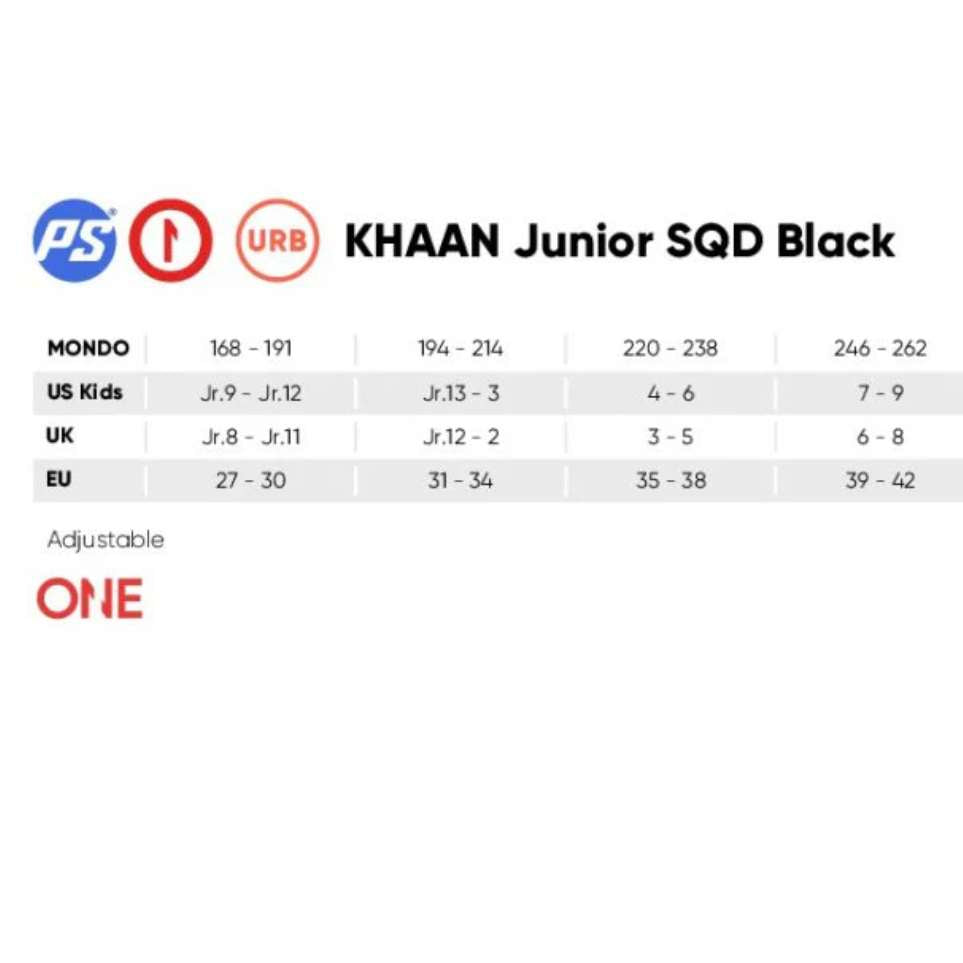 Kids Adjustable Powerslide Khaan Junior SQD Black White Inline Skates Size Chart - Lucky Skates 