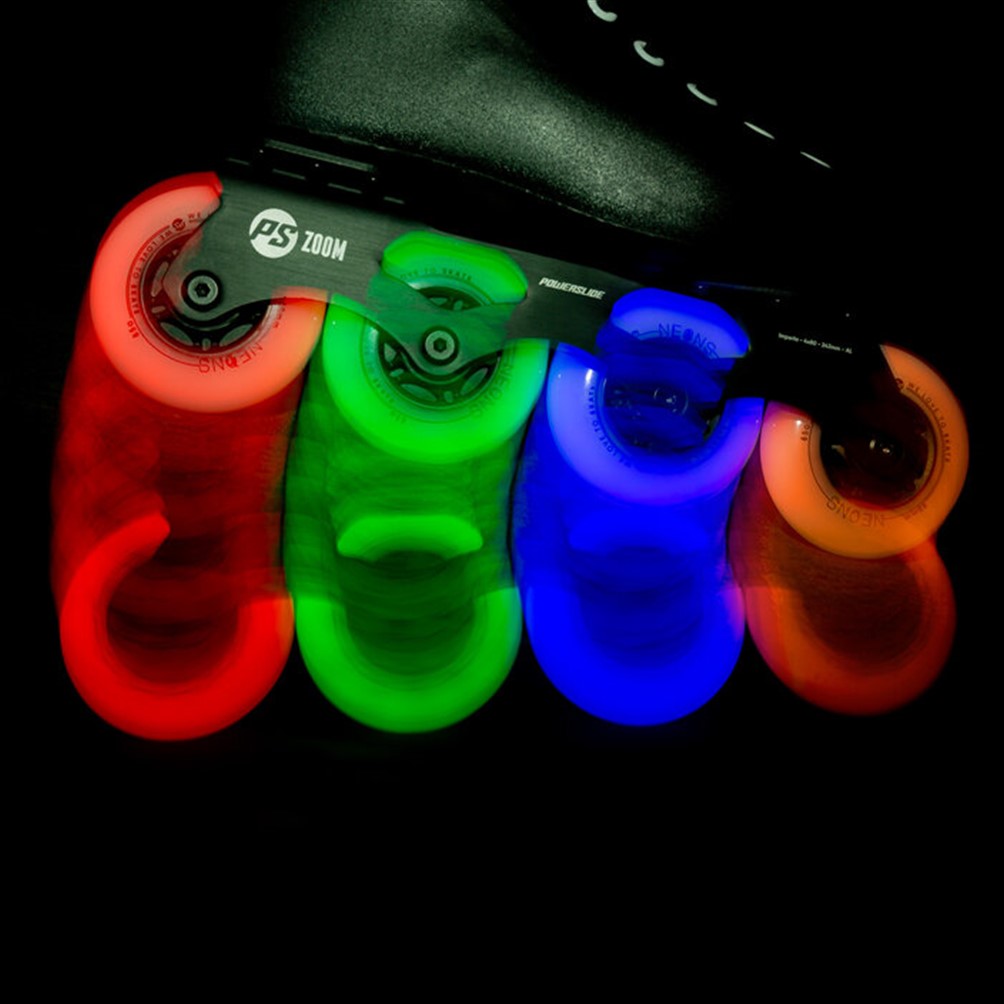 Powerslide Neons LED Inline Wheels 80mm 85A - 4 Pack - Lucky Skates