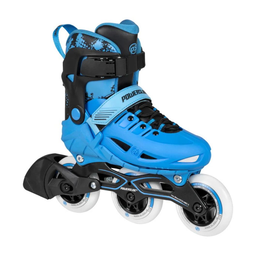 Kids Adjustable Powerslide Phuzion Universe Blue 3 Wheel Tri Inline Skates - Lucky Skates 