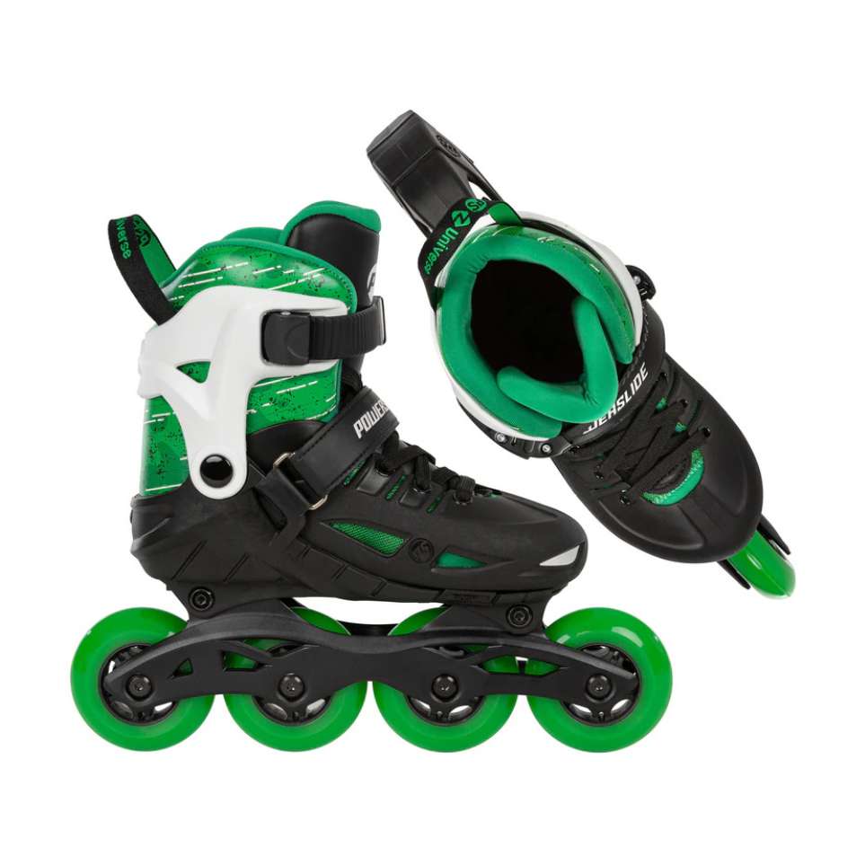 Kids Adjustable Powerslide Phuzion Universe Green 4 Wheel Inline Skates - Lucky Skates 