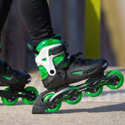 Kids Adjustable Powerslide Phuzion Universe Green 4 Wheel Inline Skates - Lucky Skates 
