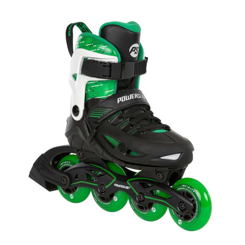 Kids Adjustable Powerslide Phuzion Universe Green 4 Wheel Inline Skates - Lucky Skates 