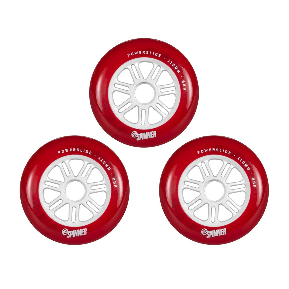 Powerslide Red Spinner Inline Wheel 110mm 88A - 3 Pack - Lucky Skates