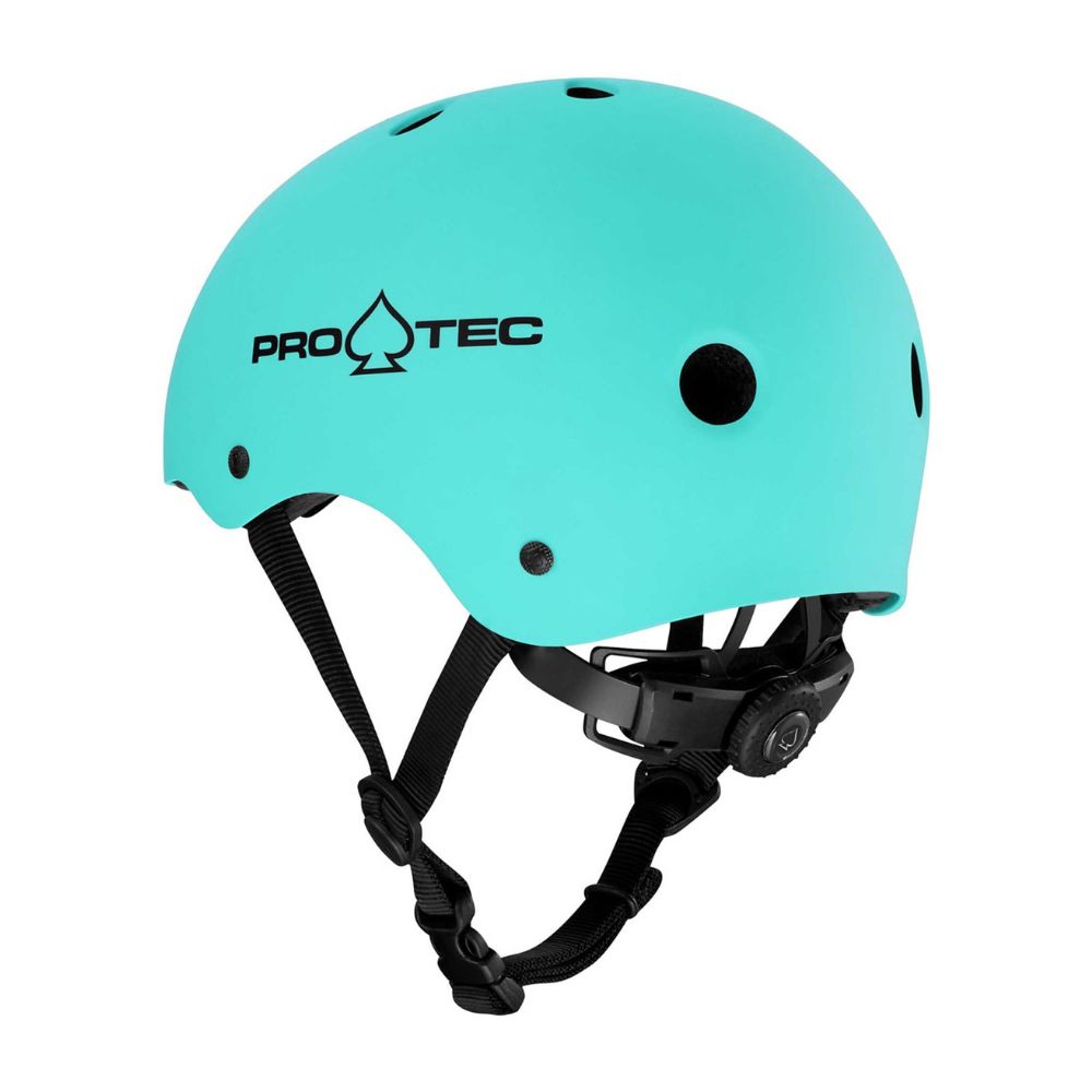 Pro-Tec Junior Classic Fit Certified Skate Helmet Matte Teal Aqua Adjustable Dial - Lucky Skates 