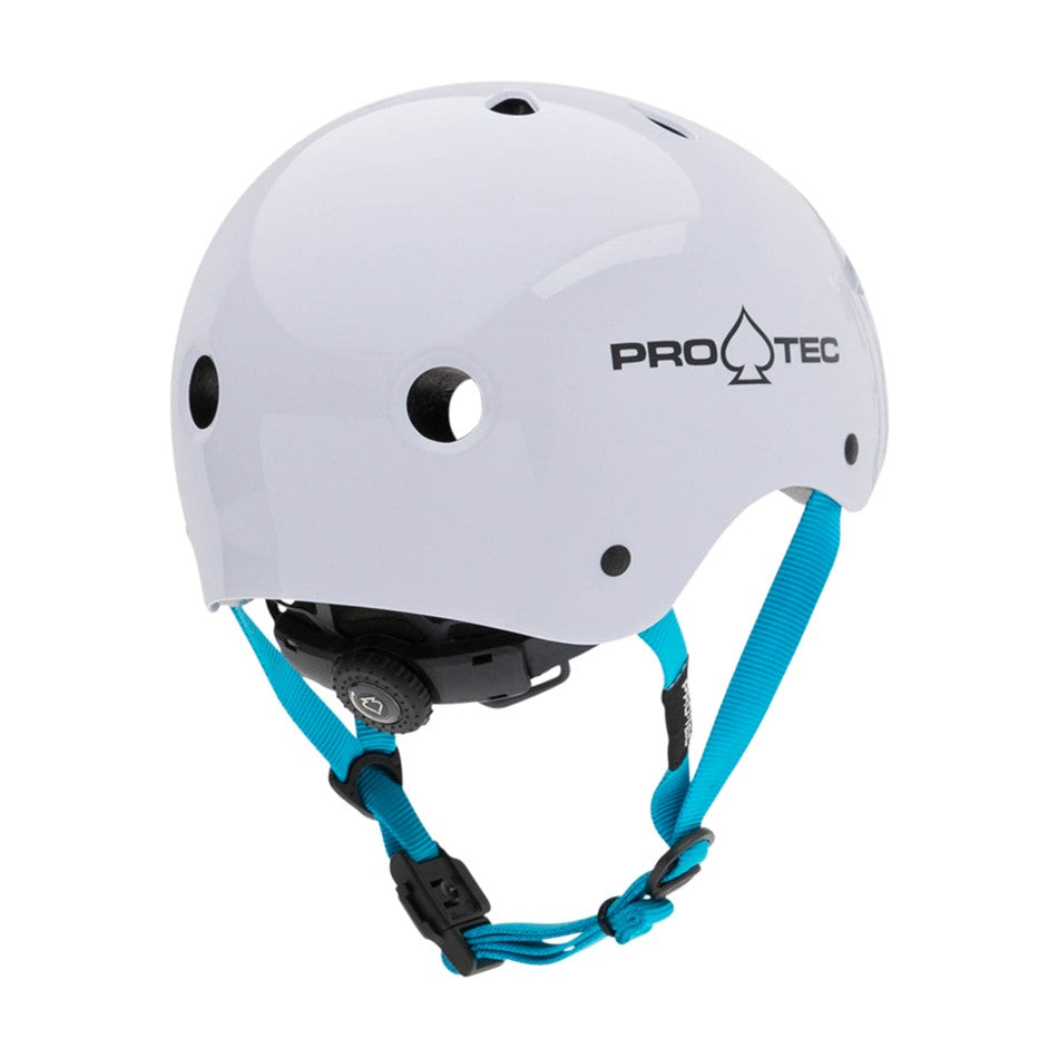 Pro-tec Junior Kids Classic Fit Helmet Gloss White Dial - Certified - Lucky Skates 