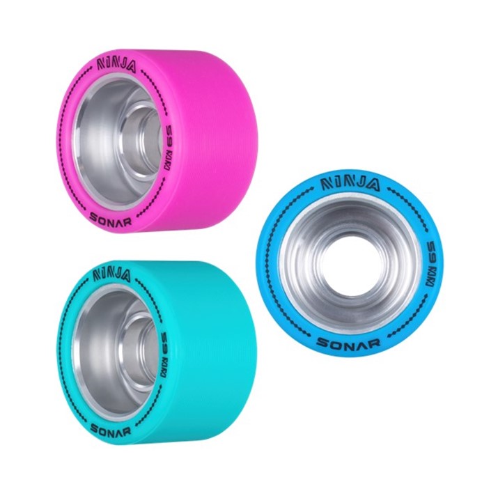 teal, magenta, blue alloy roller skate wheels 