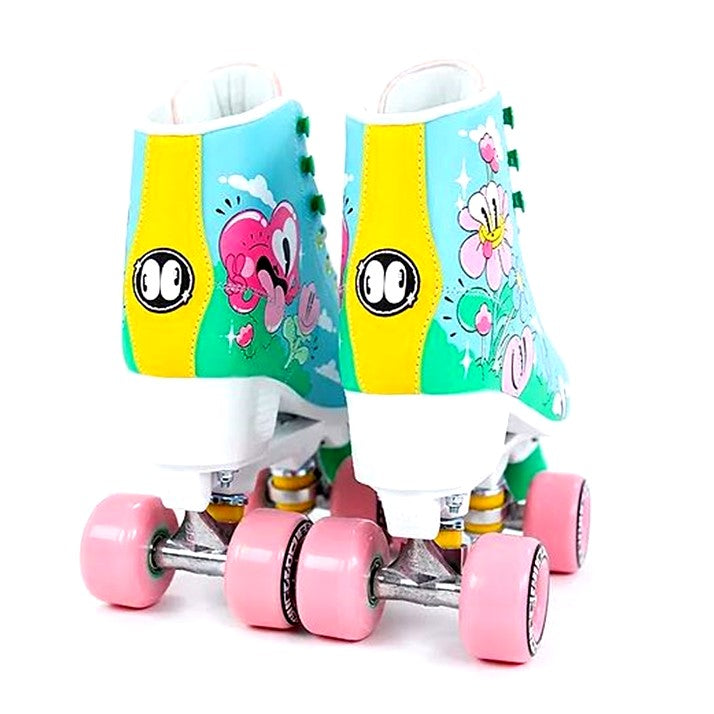 RIO ROLLER HIGH TOP ROLLER SKATES WITH ARTIST PRINT ON THEM