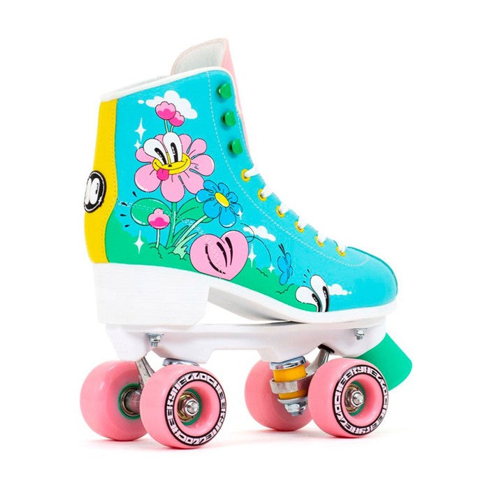 RIO ROLLER HIGH TOP ROLLER SKATES WITH ARTIST PRINT ON THEM