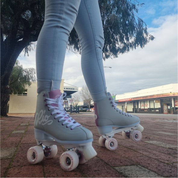 Rio Roller Script Grey and Purple Roller Skates - Lucky Skates