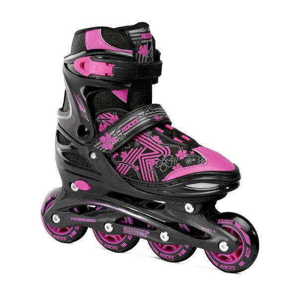 Kids Adjustable Roces Jokey 3.0 Black/Pink Inline Skates *Last Pair* US 5-8 - Lucky Skates