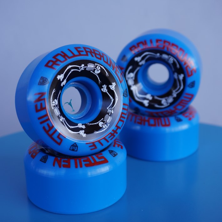 Estro Jen Rollerbones Blue Bowl Bomber Wheels 101A - 4 pack - Lucky Skates