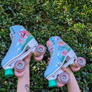 RIO ROLLER HIGH TOP ROLLER SKATES WITH ARTIST PRINT ON THEM