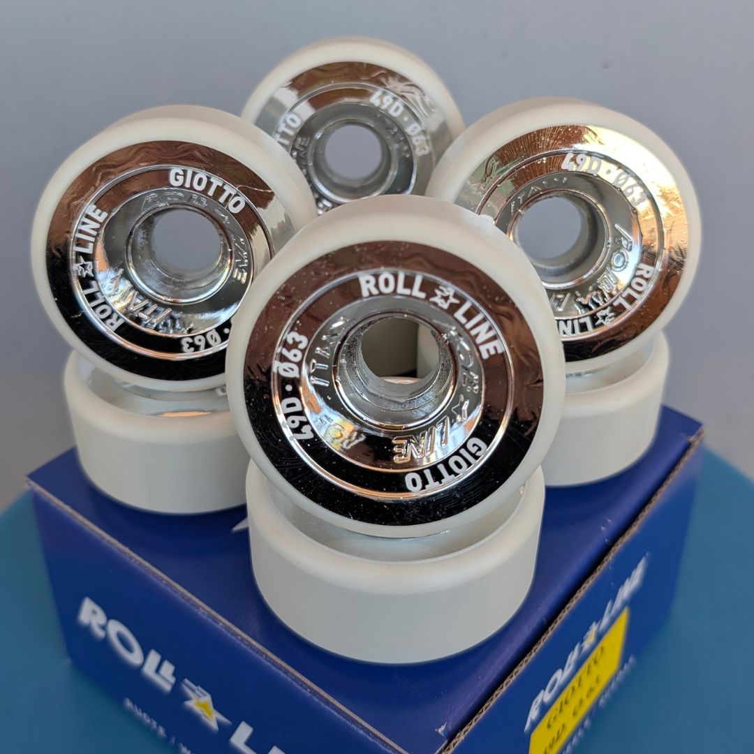 Roll-Line Giotto Artistic Roller Skate Wheels Grey 63mm 49D - 8 pack - Lucky Skates 