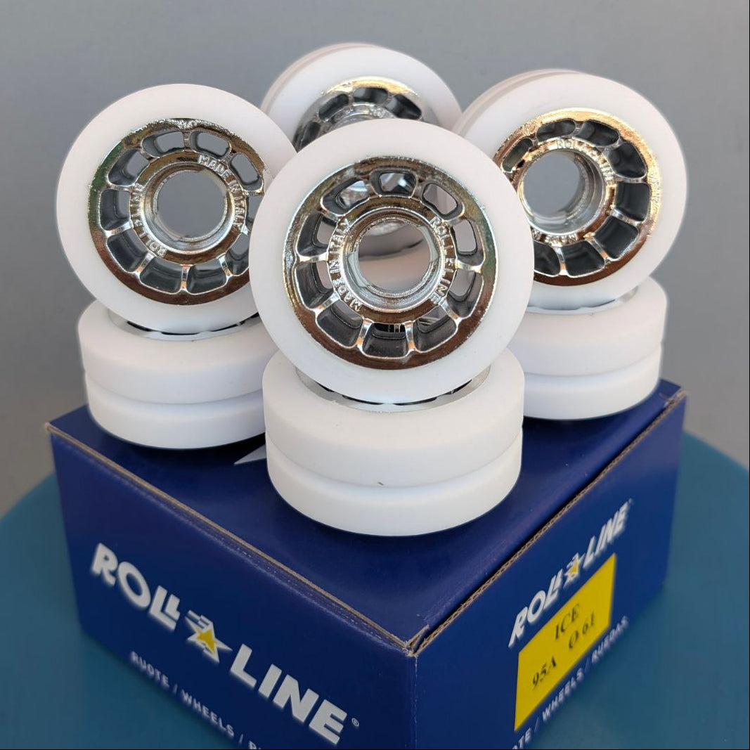 Roll-Line Ice Artistic Dance Roller Skate Wheels Silver 95A - 8 pack - Lucky Skates 