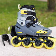 Kids Adjustable Rollerblade Apex Charcoal Grey Yellow Urban Inline Skates - Lucky Skates 