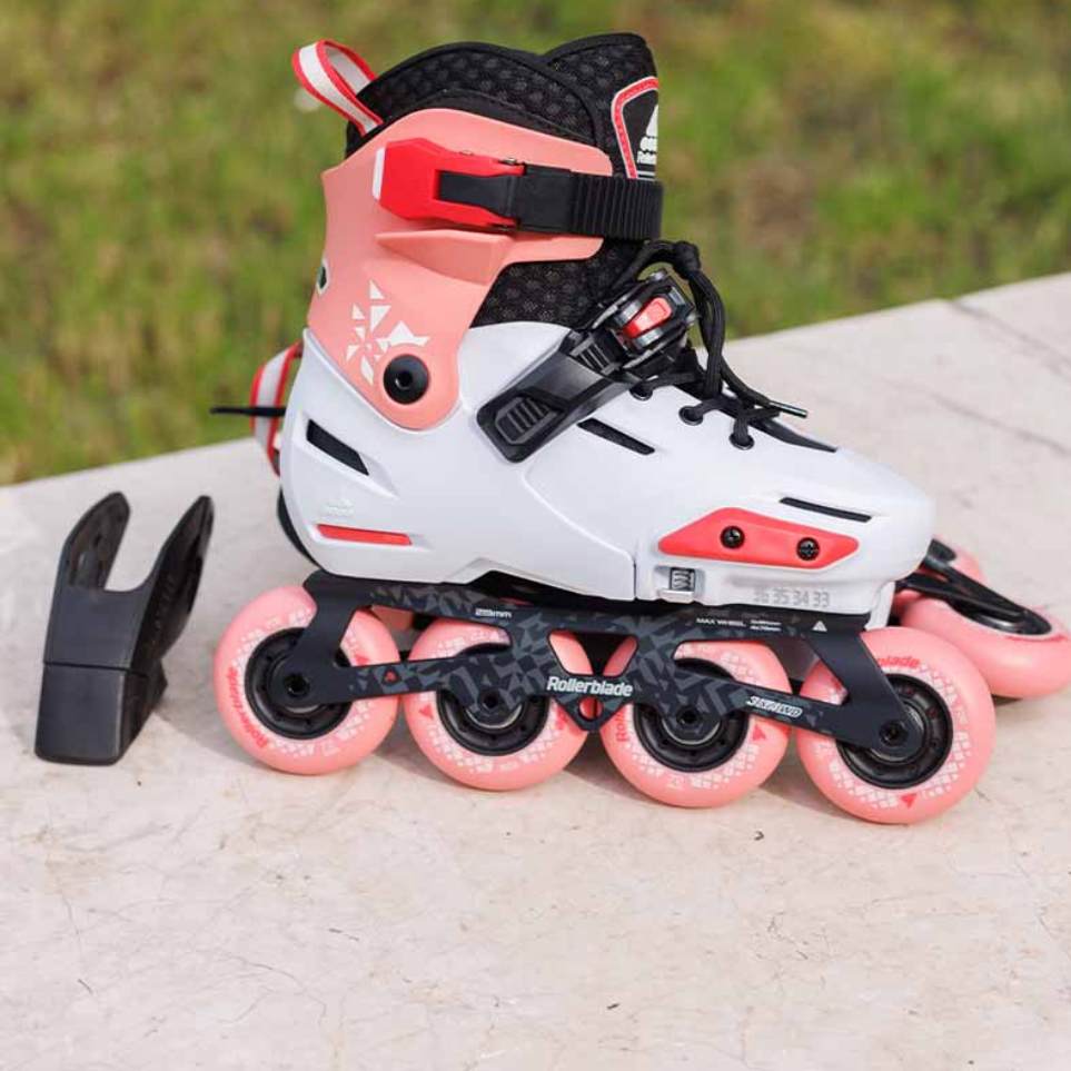 Rollerblade Apex Children's Adjustable Inline Skates Coral White - Lucky Skates 