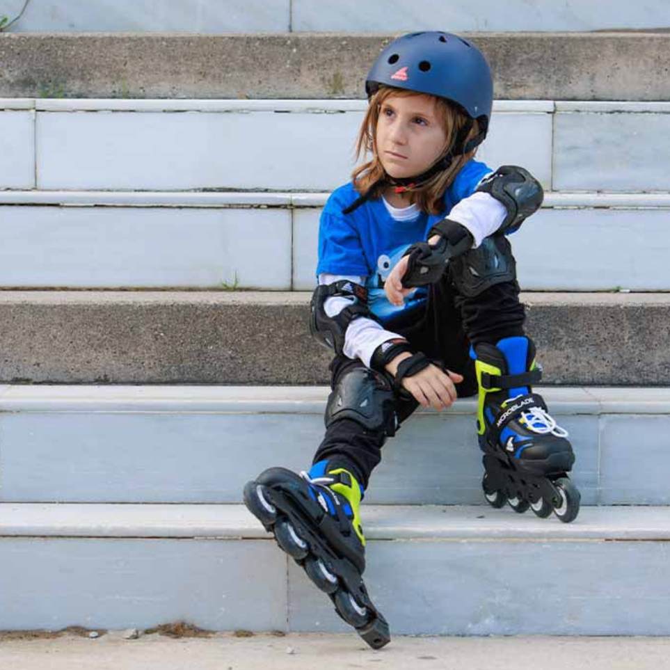 Rollerblade Microblade Black Blue Green Children's Adjustable Inline Skates - Lucky Skates 