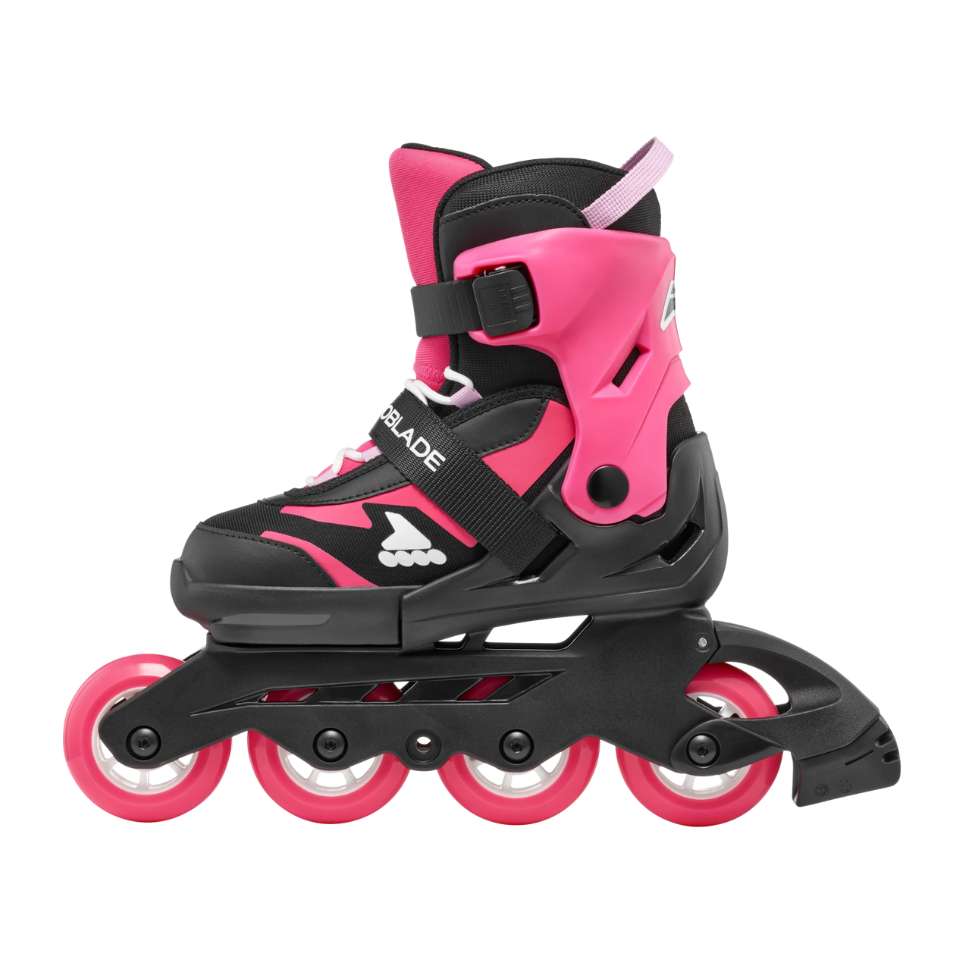 Kids Adjustable Rollerblade Microblade Black Pink Inline Skates - Lucky Skates 