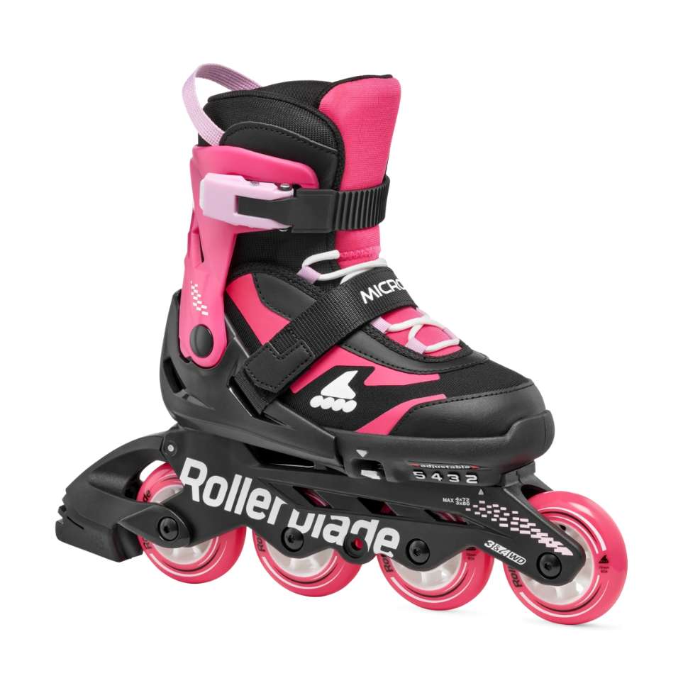 Kids Adjustable Rollerblade Microblade Black Pink Inline Skates - Lucky Skates 
