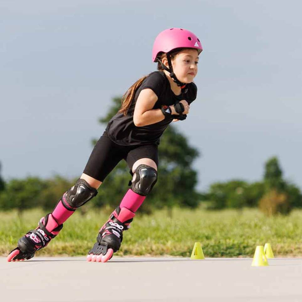 Kids Adjustable Rollerblade Microblade Black Pink Inline Skates - Lucky Skates 