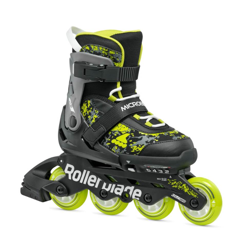 Rollerblade Microblade Black Lime Green Children's Adjustable Inline Skates - Lucky Skates 