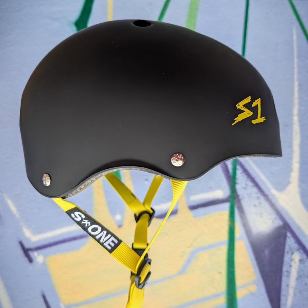 S-One Lifer Skate Helmet Matte Black/Yellow Certified - Lucky Skates