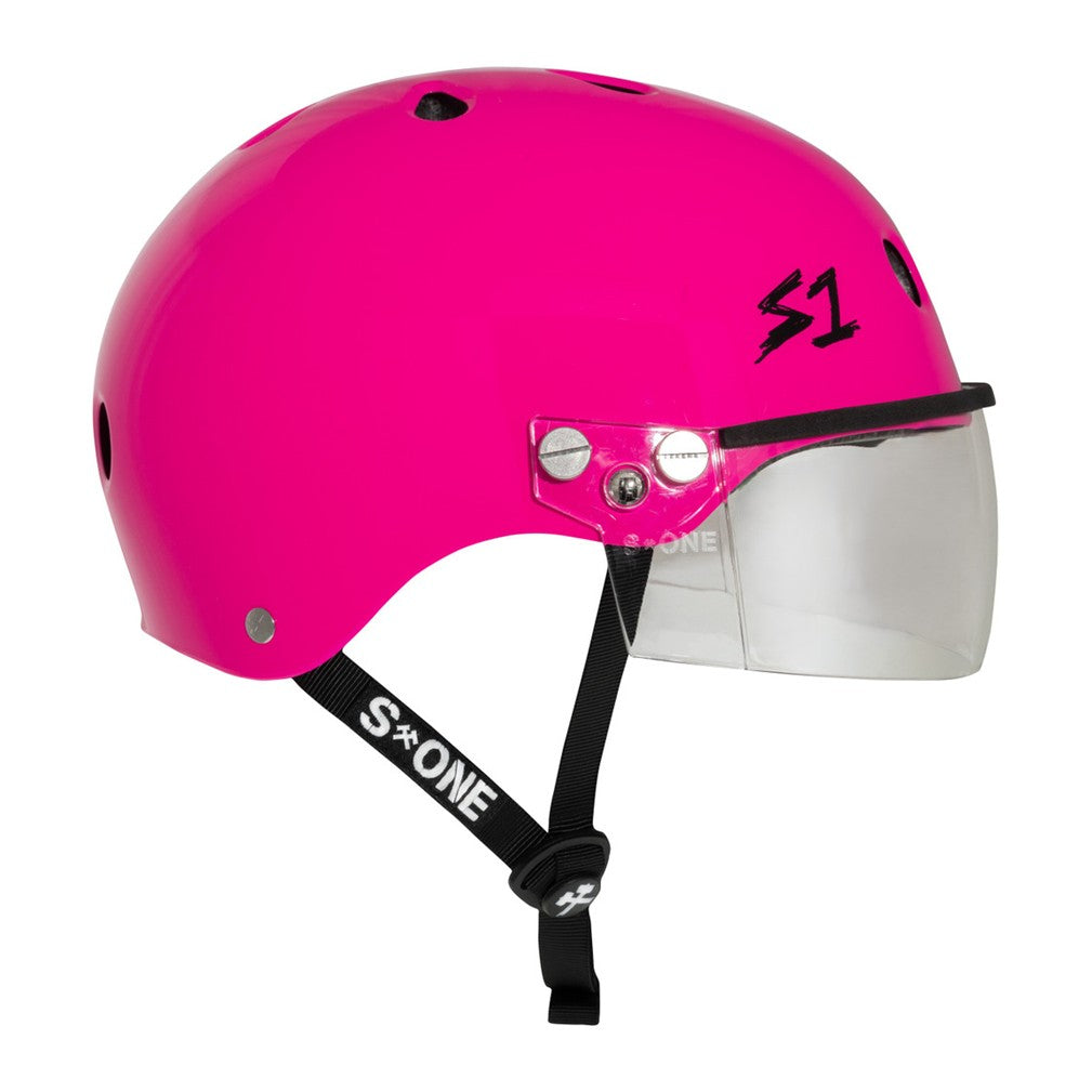 S-One Lifer Visor Skate Helmet Hot Pink Gloss - Lucky Skates 