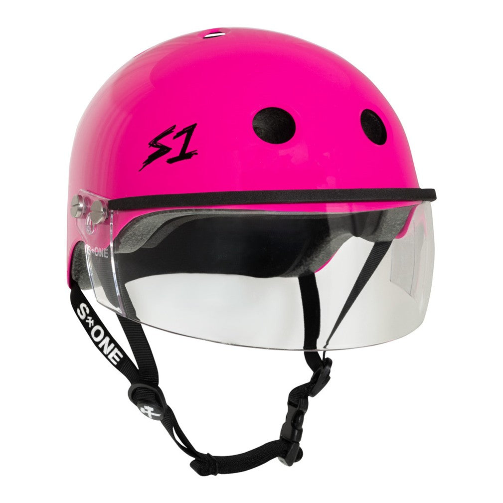 S-One Lifer Visor Skate Helmet Hot Pink Gloss - Lucky Skates 