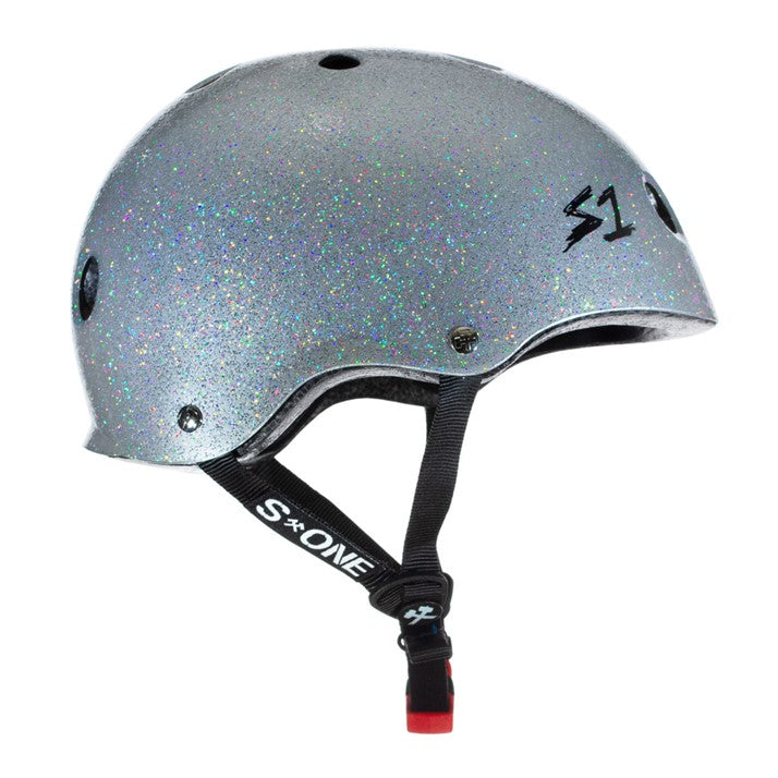 S-One Mini Lifer Skate Helmet Silver Glitter - Certified - Lucky Skates